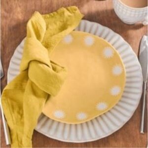 Anthropologie Sunburst Yellow Plate NIB – Boho Modern Kitchen Decor